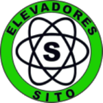 O logotipo do elevadores sito é um círculo verde com um átomo no meio.