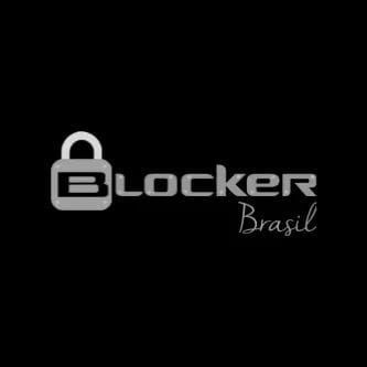O logotipo da blocker brasil é um cadeado em um fundo preto.