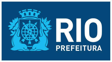 A blue and white logo for rio prefeitura